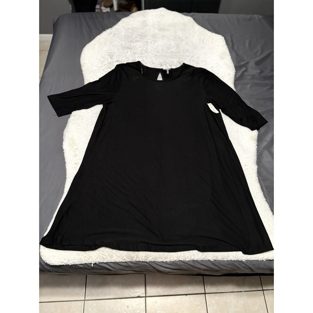 Bobbie Brooks 3X Dress New Black 3/4 Sleeve Swing Shift A-Line Plus Size NWT